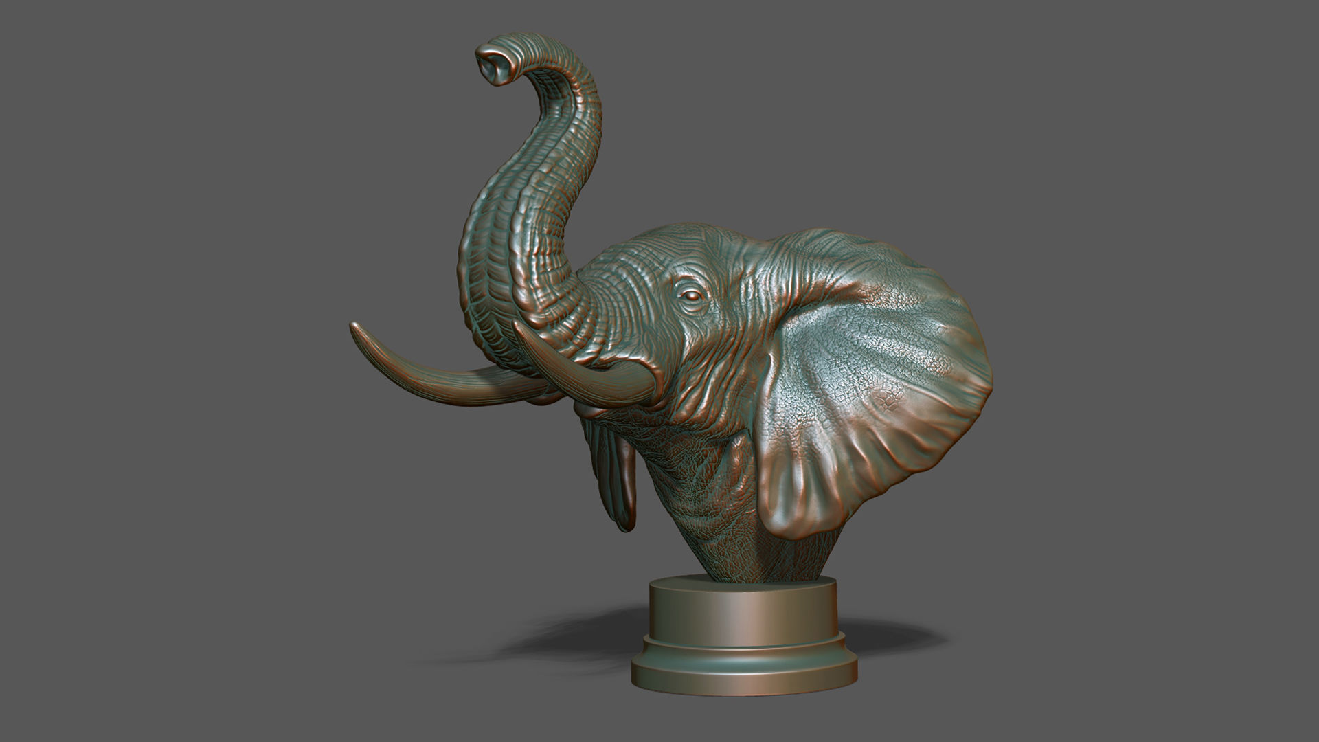 Elephant raised its head 3D print model_14