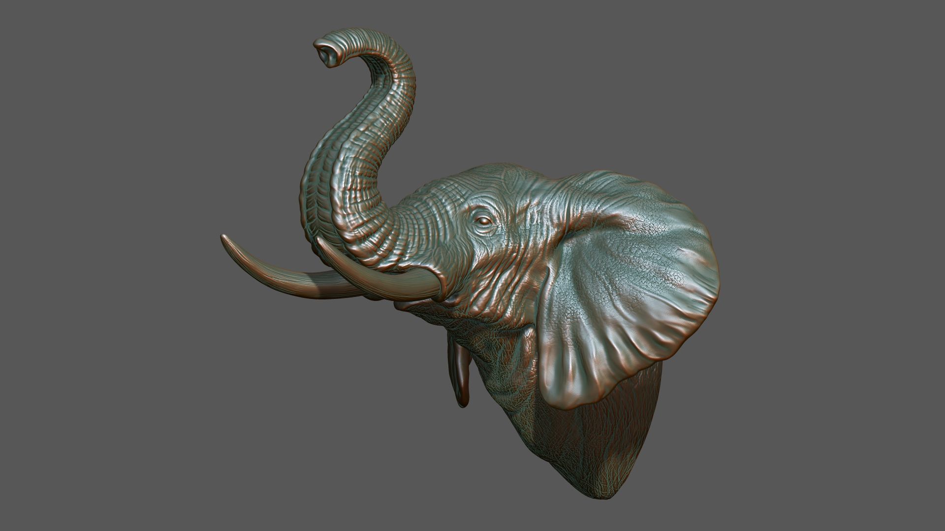 Elephant raised its head 3D print model_2