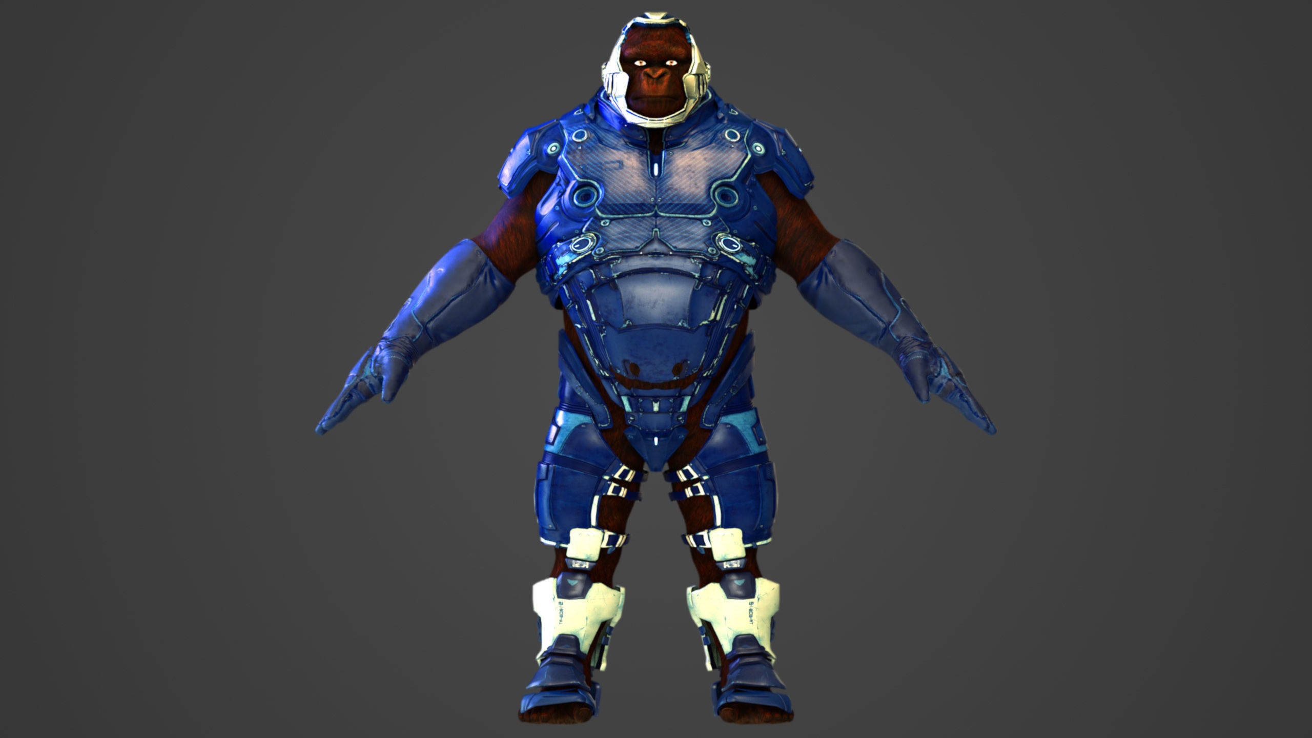 Gorilla  Sci-Fi Futuristic Marine Soldier Ape 3D model_4