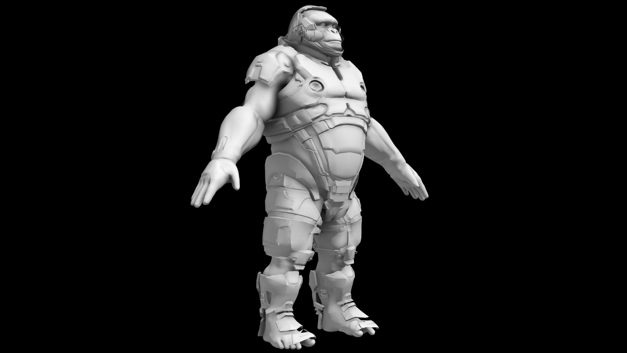 Gorilla  Sci-Fi Futuristic Marine Soldier Ape 3D model_2