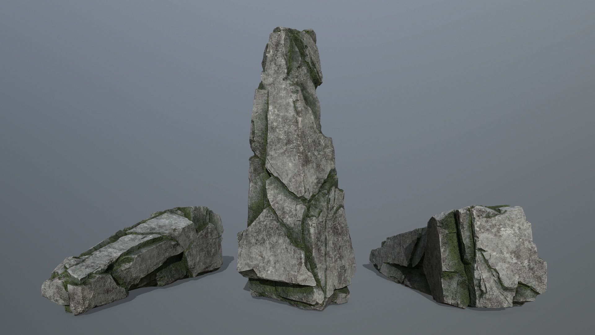 Mossy Rock  Low-poly 3D model_1