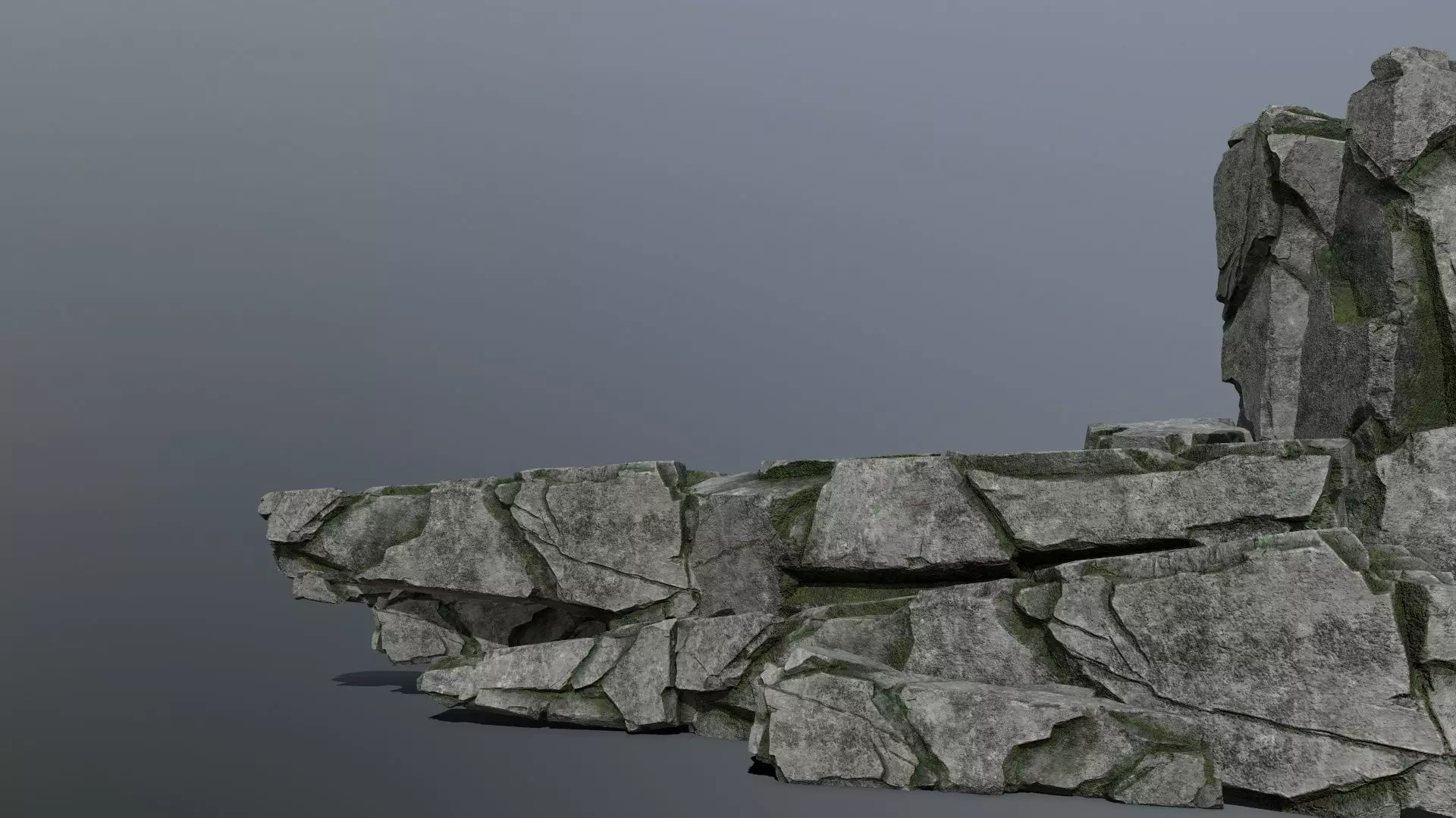 Mossy Rock  Low-poly 3D model_0