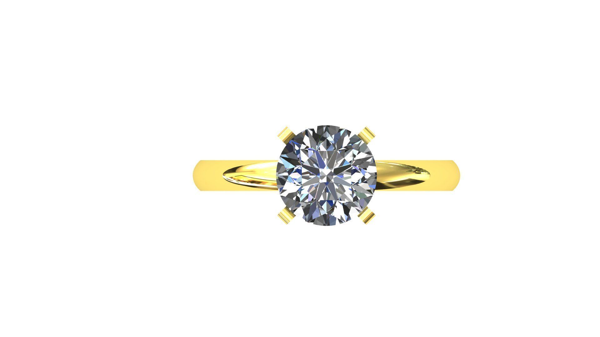 Classic Solitaire Ring model 1 3D print model_3