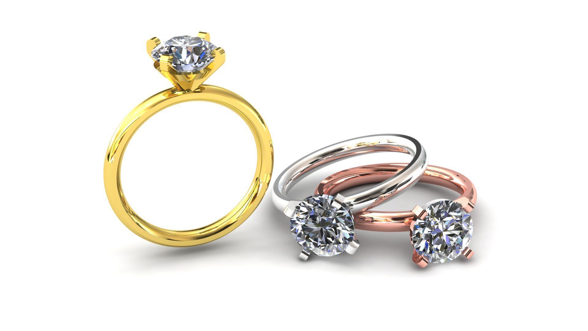 Classic Solitaire Ring model 1 3D print model_4