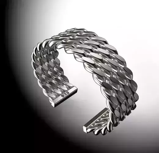 Quadruple Link Cuff Bracelet Jewlery for 3D Printing and Casting