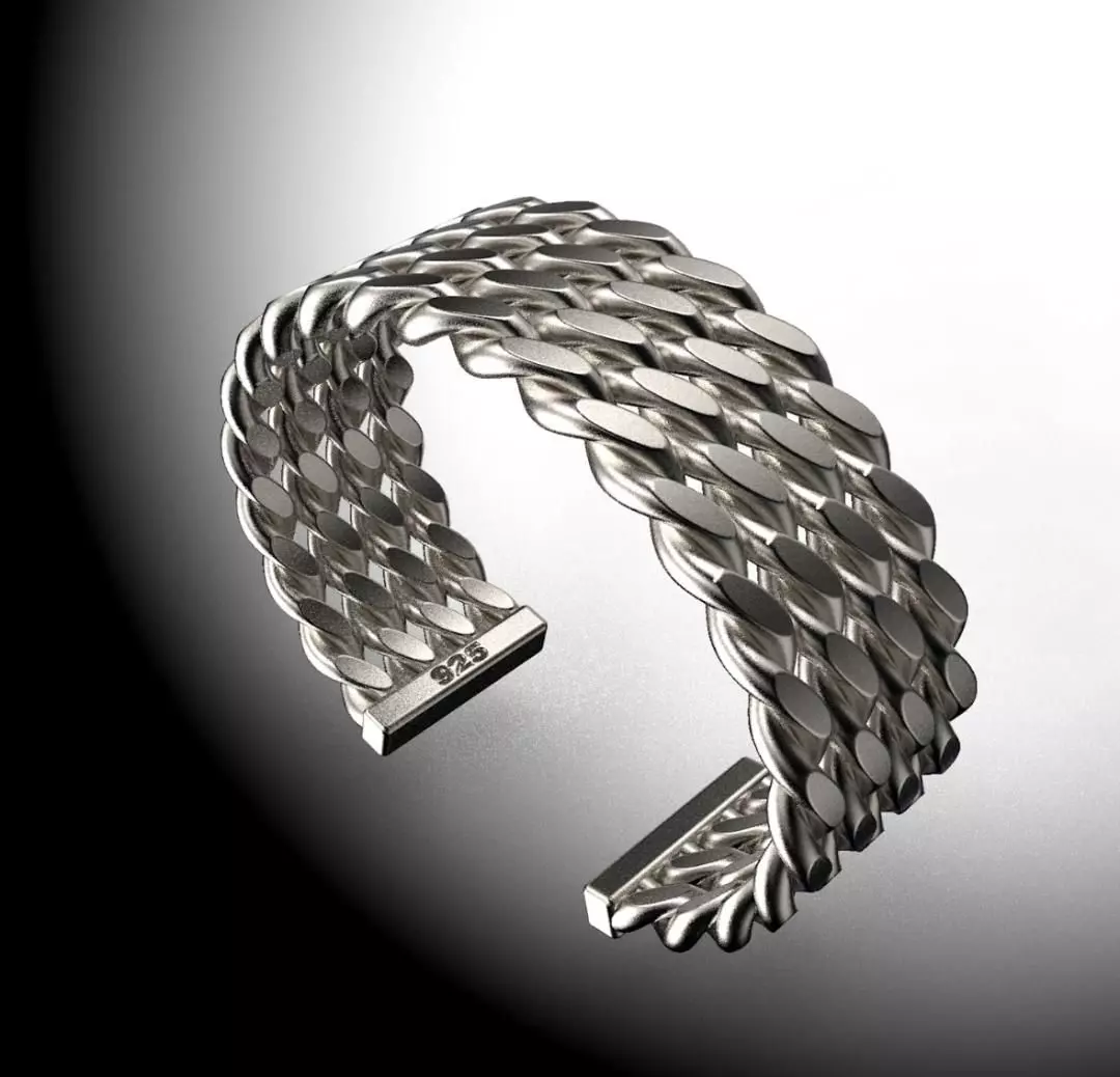 Quadruple Link Cuff Bracelet Jewlery for 3D Printing and Casting 3D print model
