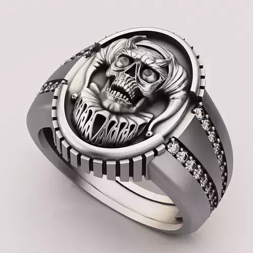 Skull joker ring silver gold printable jewelry 3D model