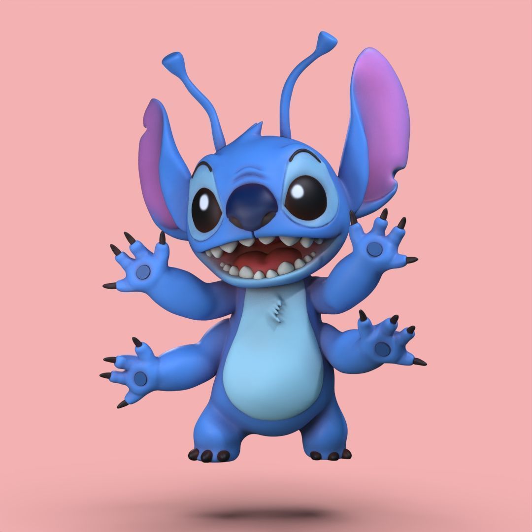 Stitch 4 pack collection 3D print model_9