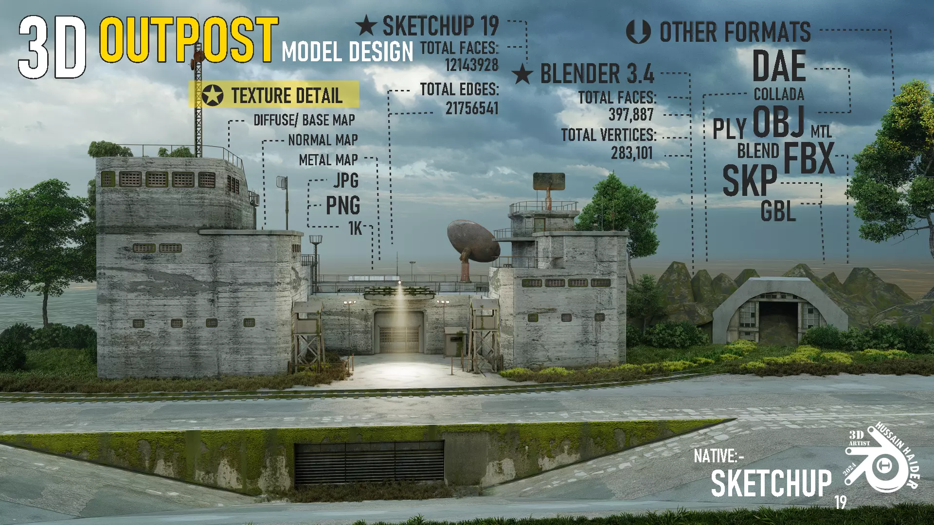 Outpost 3 Low-poly 3D model_0