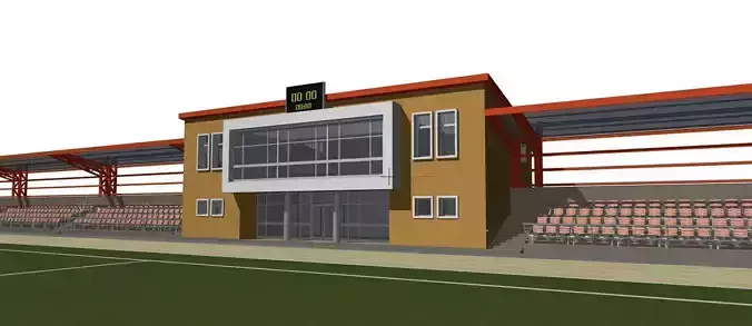 Tribune for football field with administrative building