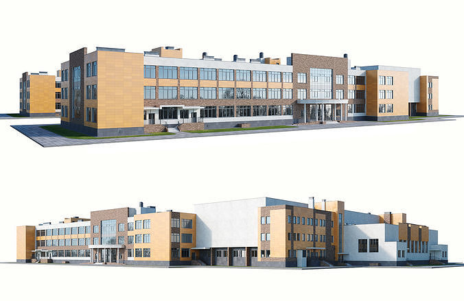 Modern school building 2 3D model 5
