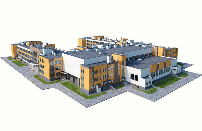 Modern school building 2 3D model 4