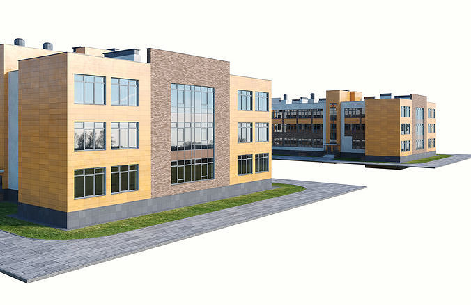 Modern school building 2 3D model 7