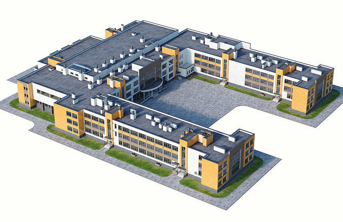 Modern school building 2 3D model 3