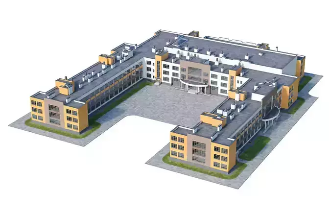 Modern school building 2 3D model