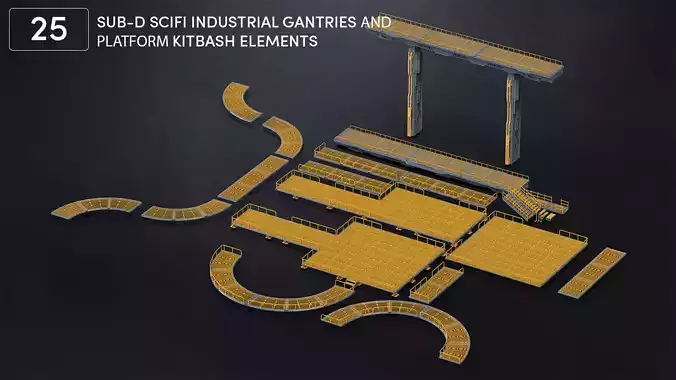 25 SUBD Modular Scifi Industrial Gantries And Walkways