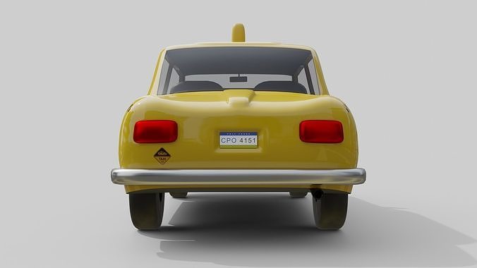 Vintage Taxi Car Game-Ready and Render Asset Low-poly 3D model 5