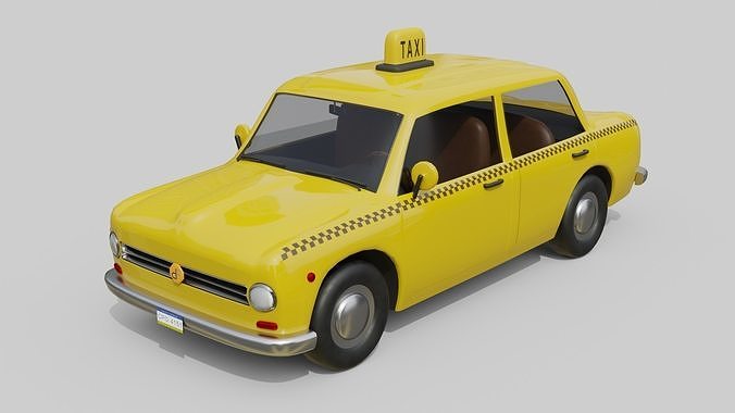 Vintage Taxi Car Game-Ready and Render Asset Low-poly 3D model 2