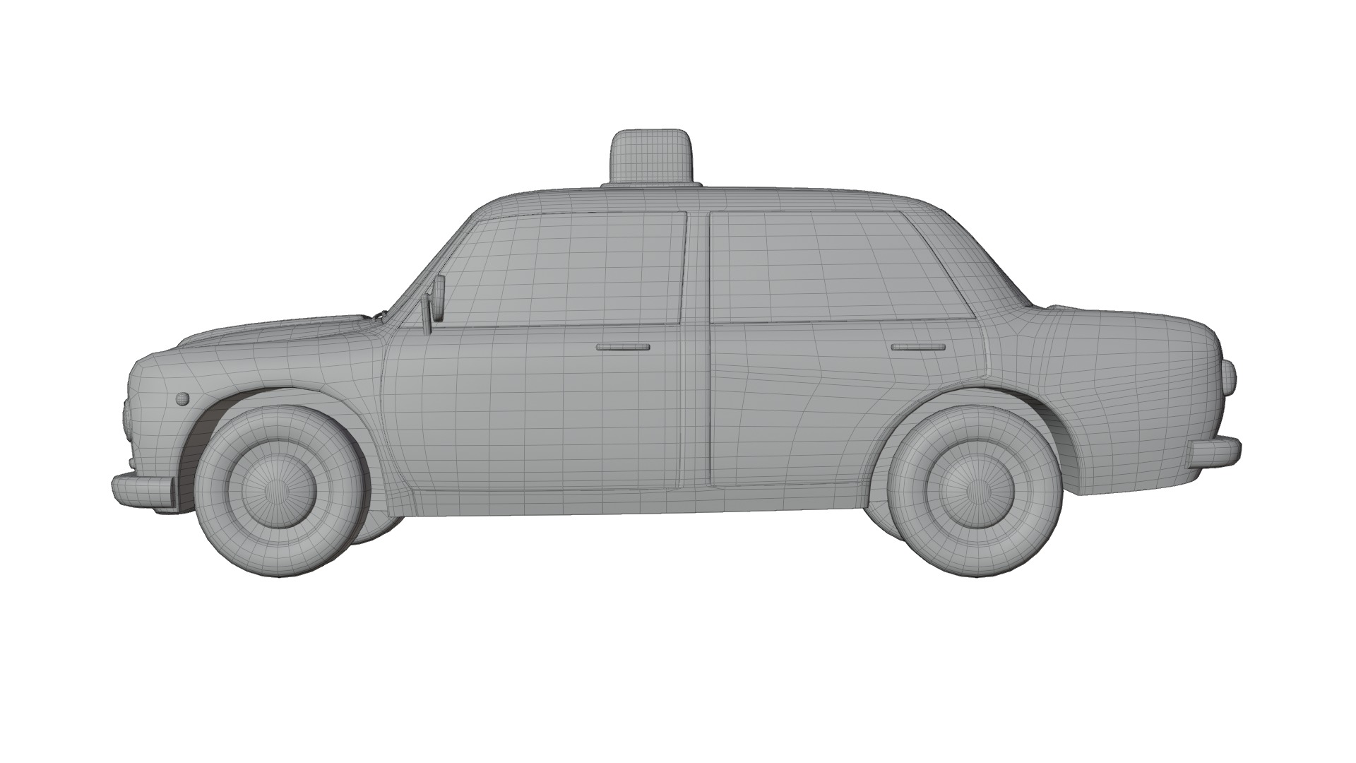 Vintage Taxi Car Game-Ready and Render Asset Low-poly 3D model_17