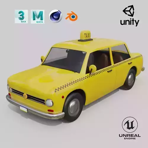 Vintage Taxi Car Game-Ready and Render Asset Low-poly 3D model