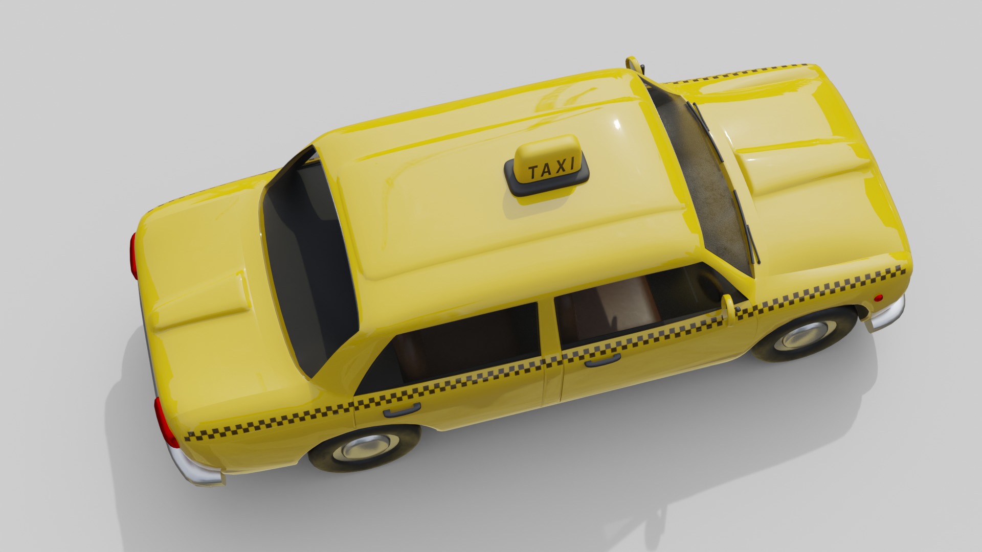Vintage Taxi Car Game-Ready and Render Asset Low-poly 3D model_10