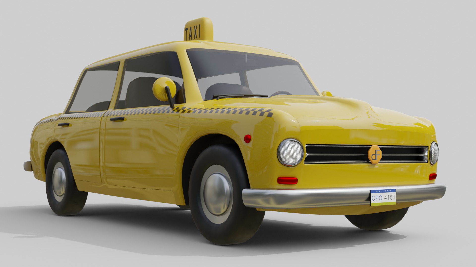 Vintage Taxi Car Game-Ready and Render Asset Low-poly 3D model_8
