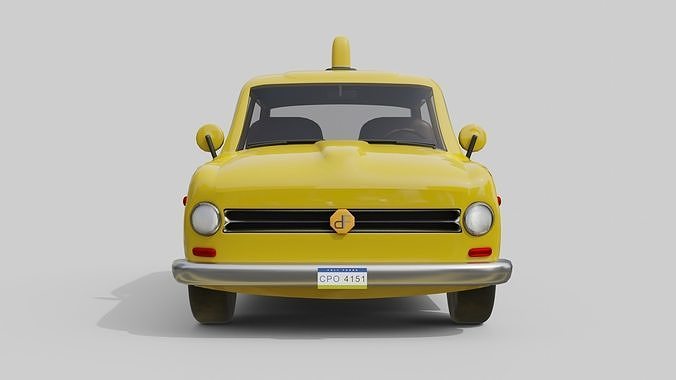 Vintage Taxi Car Game-Ready and Render Asset Low-poly 3D model 4