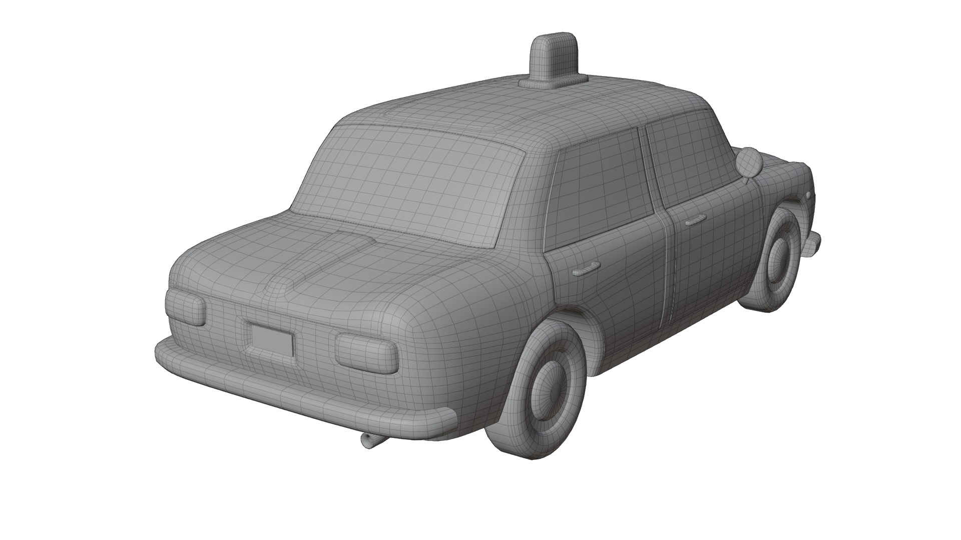Vintage Taxi Car Game-Ready and Render Asset Low-poly 3D model_14