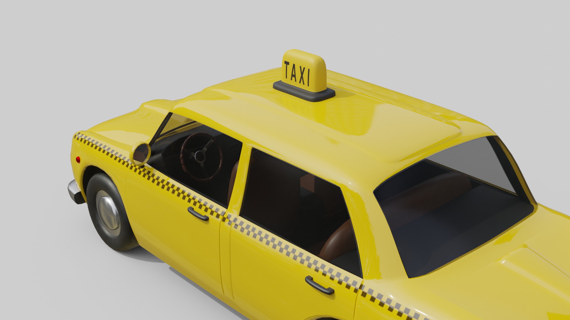 Vintage Taxi Car Game-Ready and Render Asset Low-poly 3D model_7