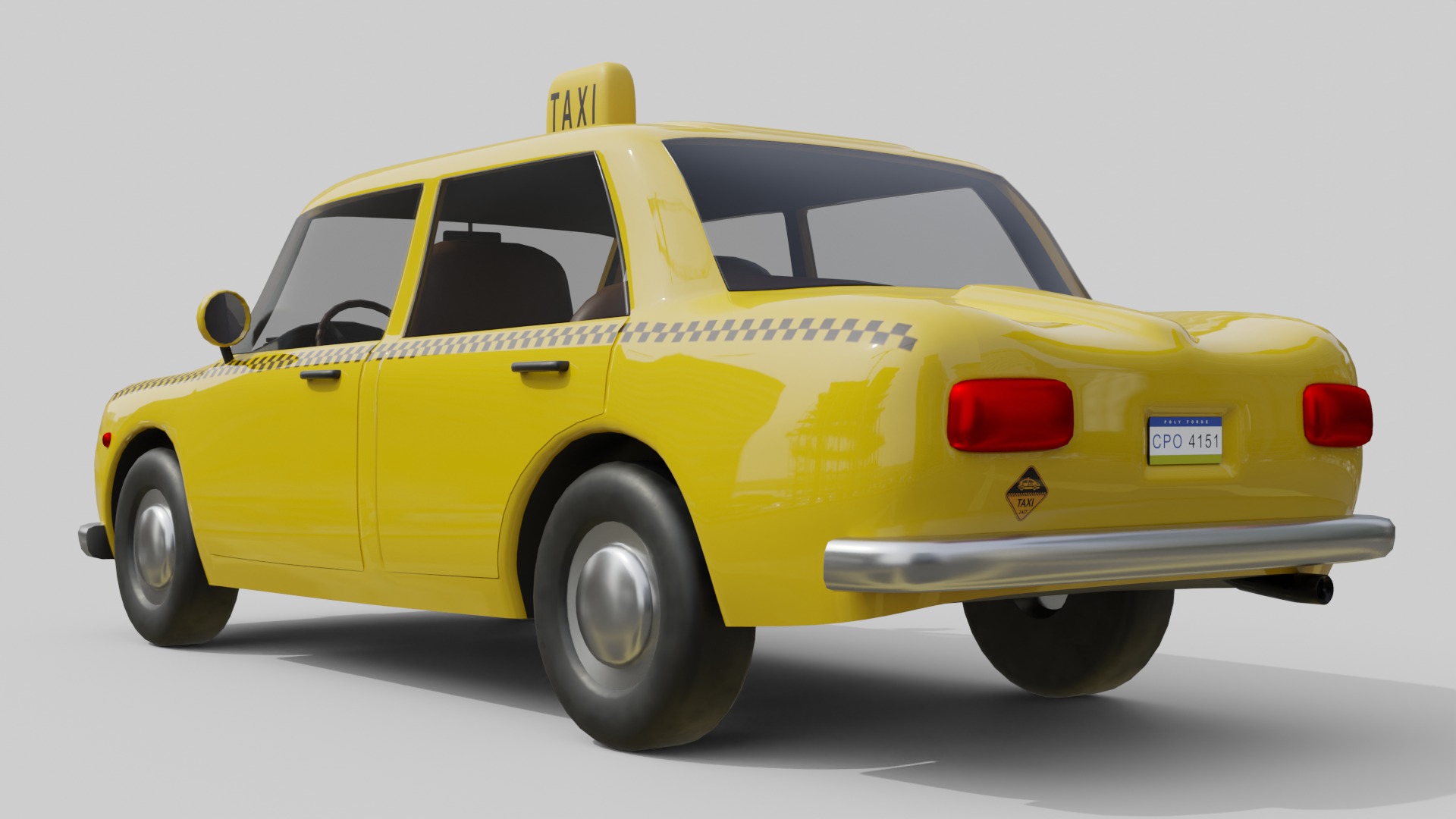 Vintage Taxi Car Game-Ready and Render Asset Low-poly 3D model_9