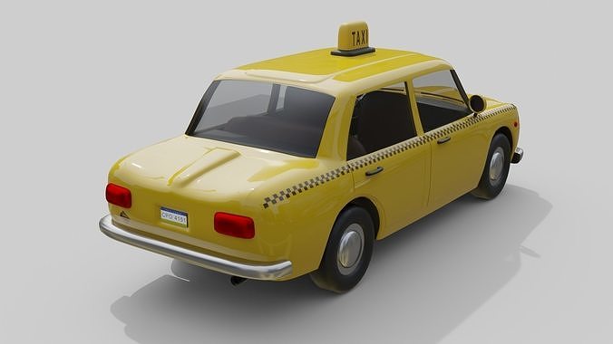 Vintage Taxi Car Game-Ready and Render Asset Low-poly 3D model 3