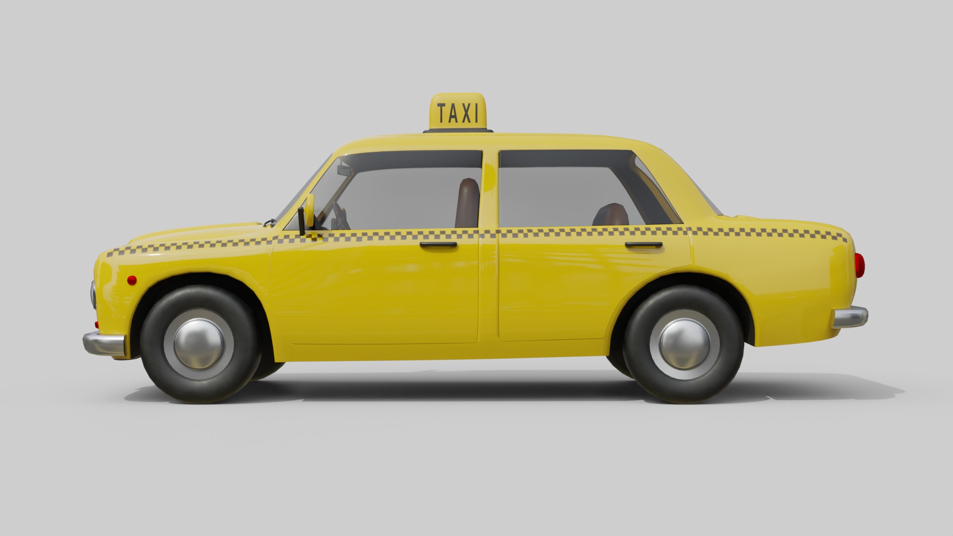 Vintage Taxi Car Game-Ready and Render Asset Low-poly 3D model_6