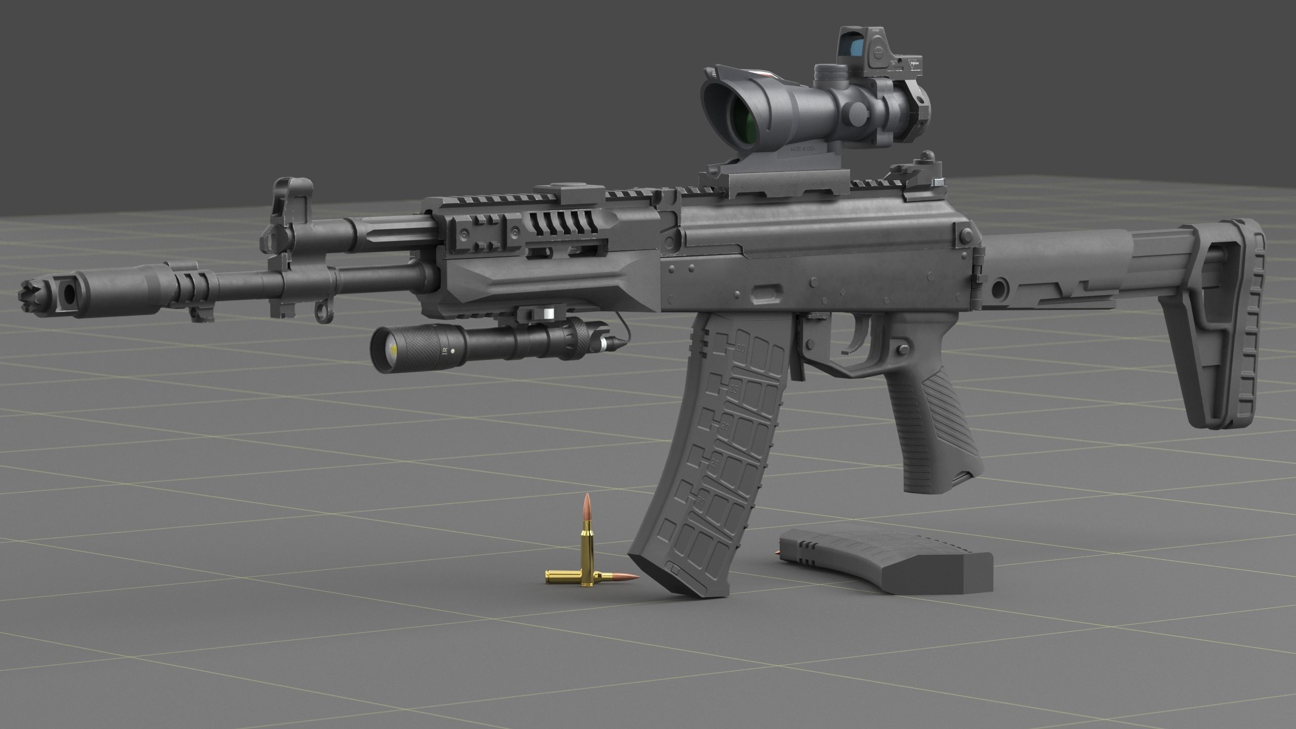 Kalashnikov AK-12 Low-poly 3D model_25