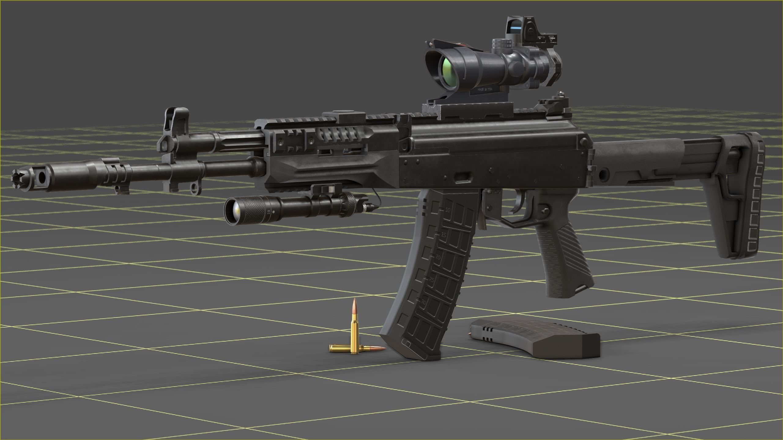 Kalashnikov AK-12 Low-poly 3D model_11