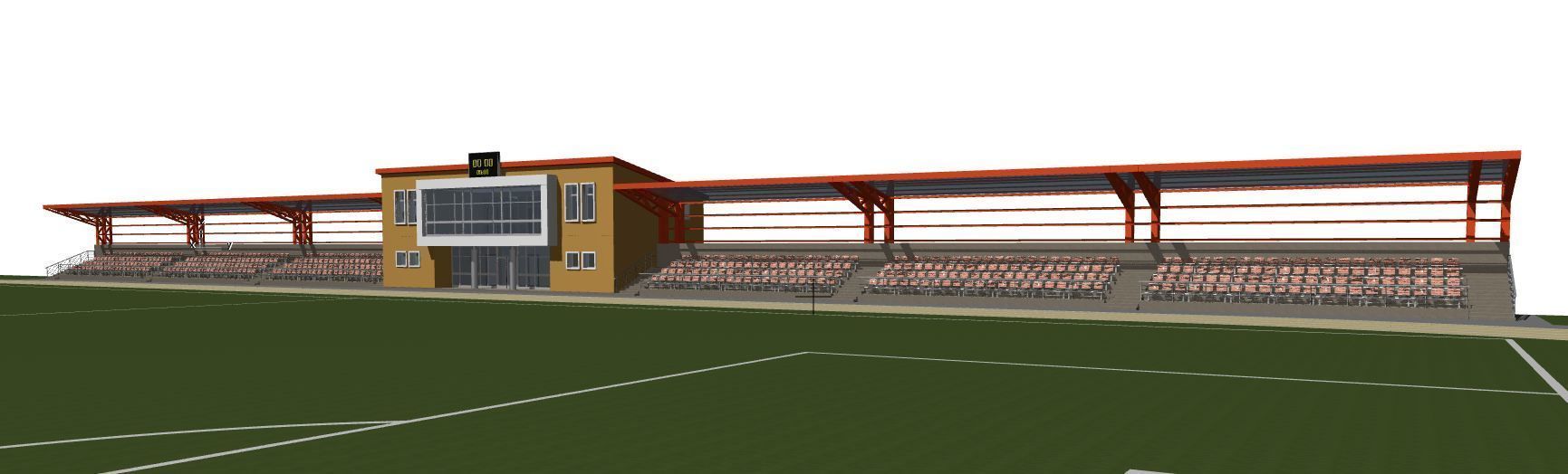Football field with tribunes and an administrative building 3D model_15