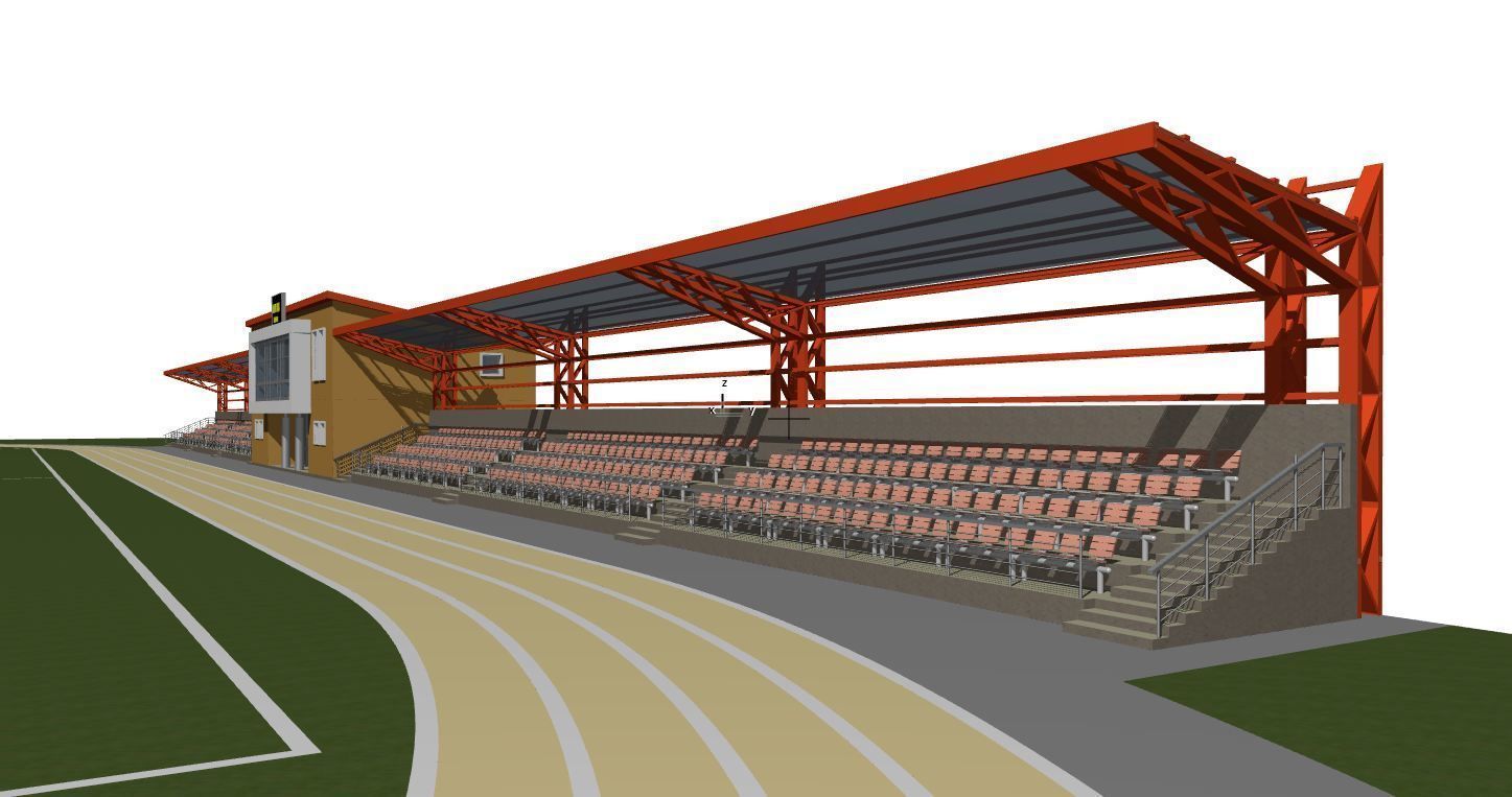 Football field with tribunes and an administrative building 3D model_16