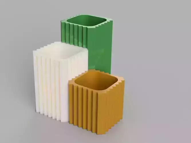 Set mini planter vase for flowers pencil case for accessories 3D