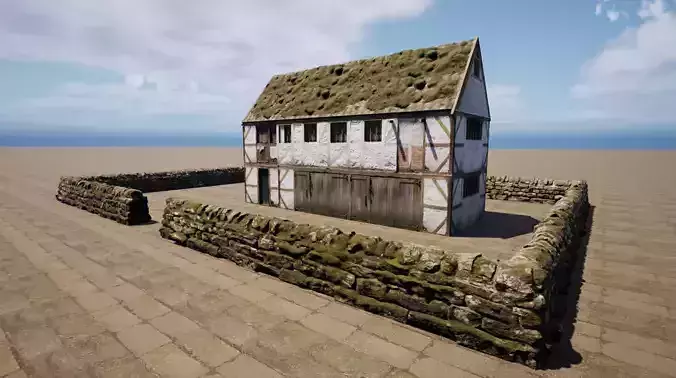 Duplex Village House and Stone Fence