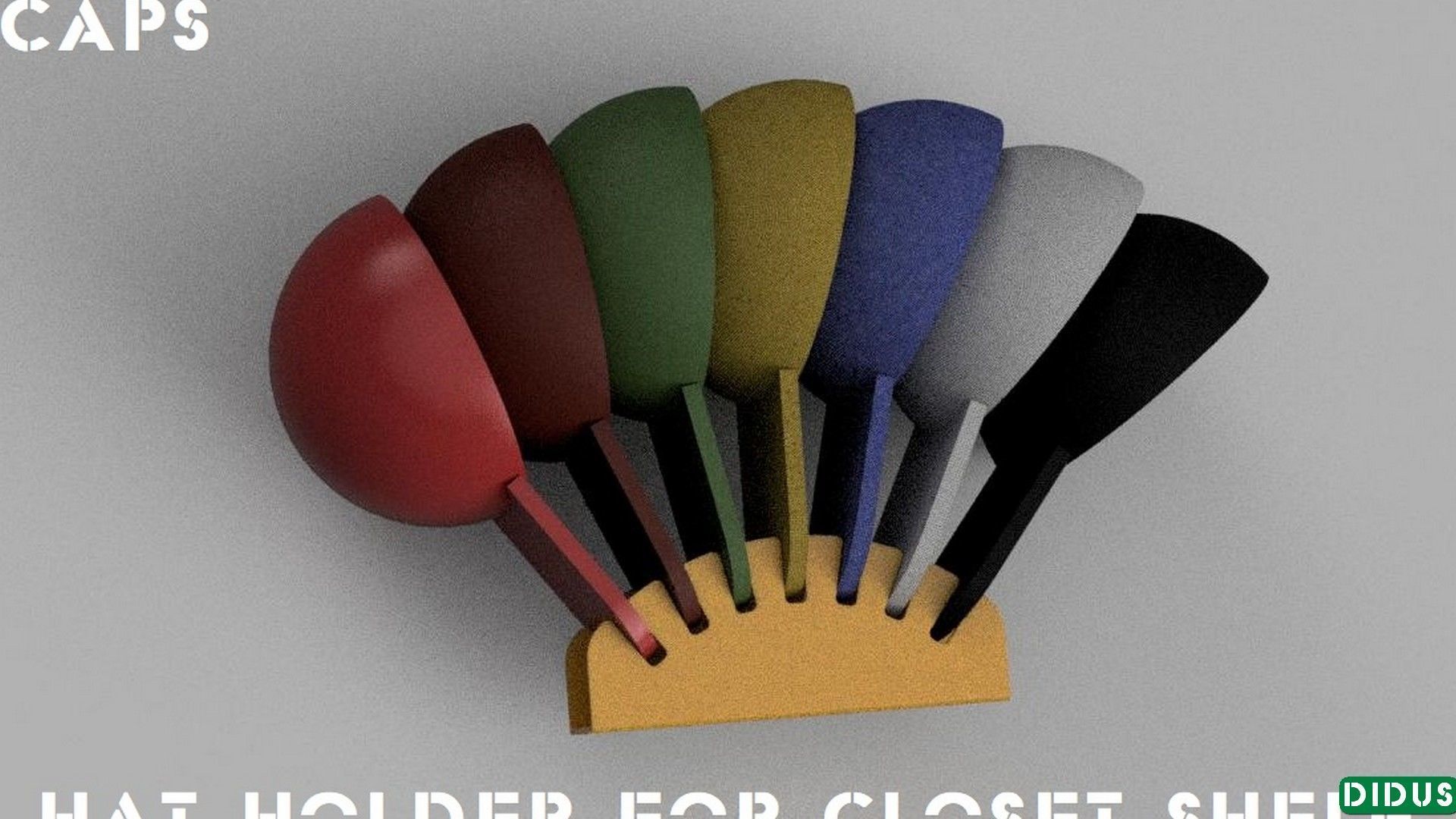 Hat Organizer for 7 Baseball Caps Hat Holder for Closet Shelf 3D 3D print model_6