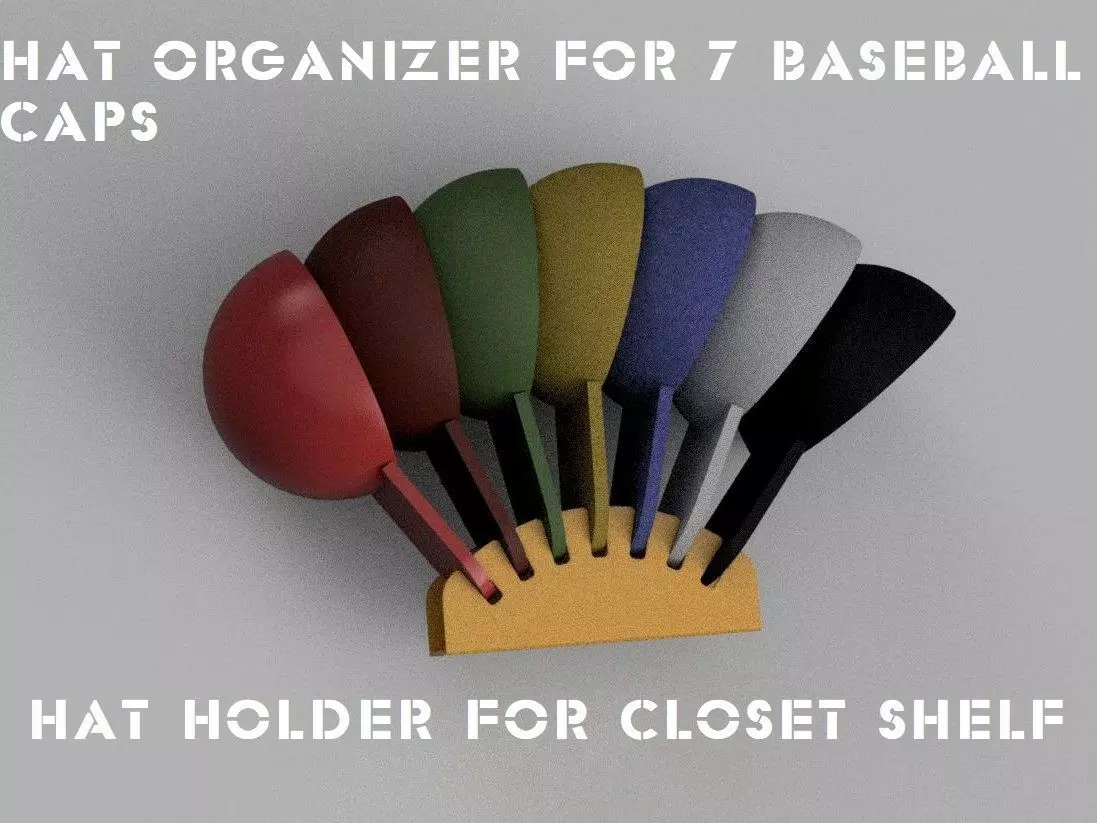 Hat Organizer for 7 Baseball Caps Hat Holder for Closet Shelf 3D 3D print model_0