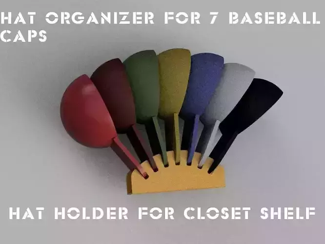 Hat Organizer for 7 Baseball Caps Hat Holder for Closet Shelf 3D 3D print model