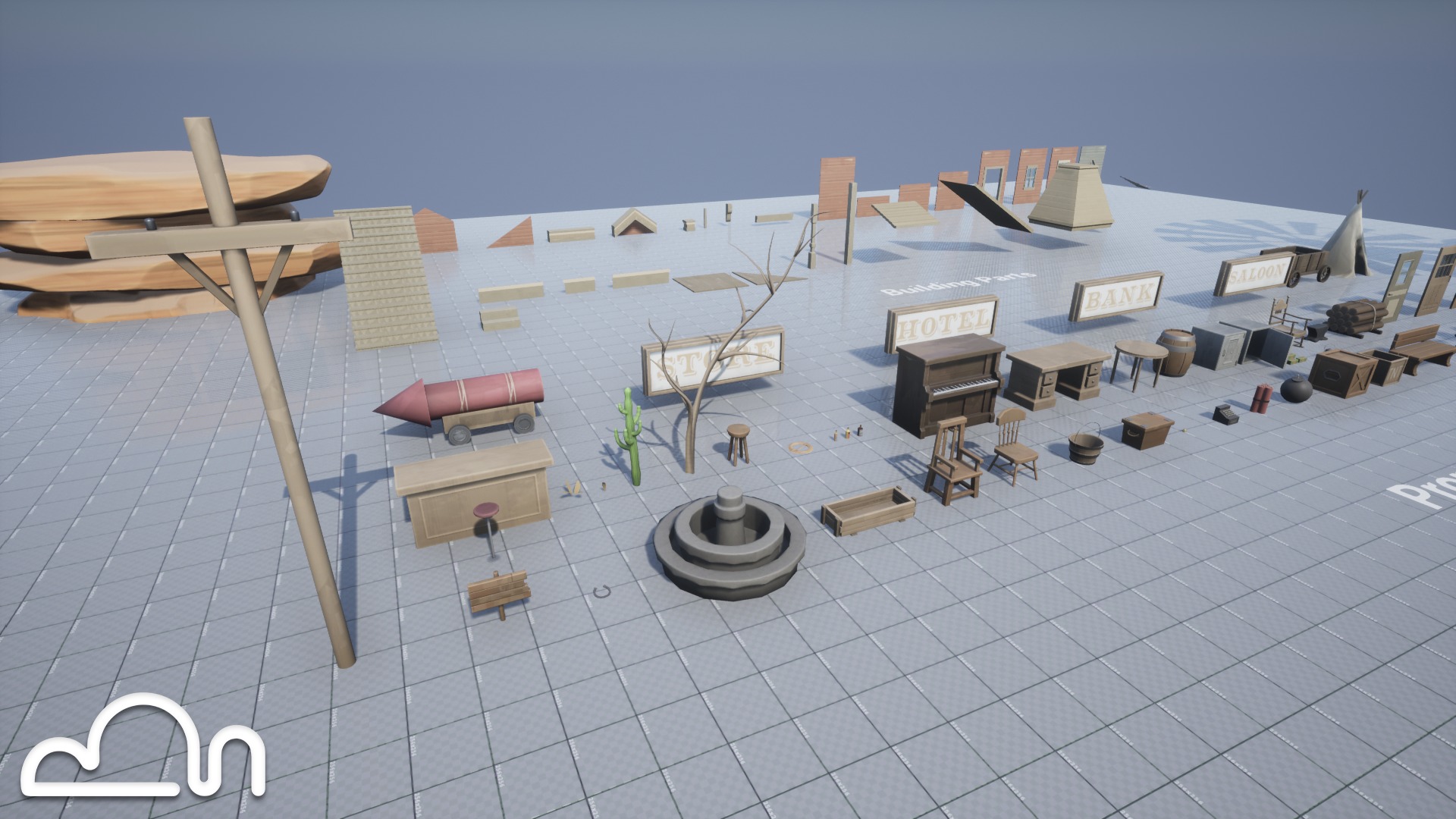 Stylized Old Western Low-poly 3D model_16