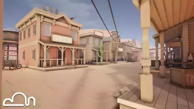 Stylized Old Western Low-poly 3D model