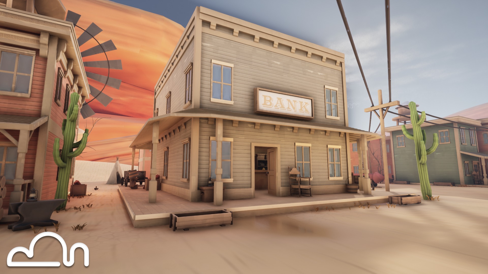 Stylized Old Western Low-poly 3D model_3