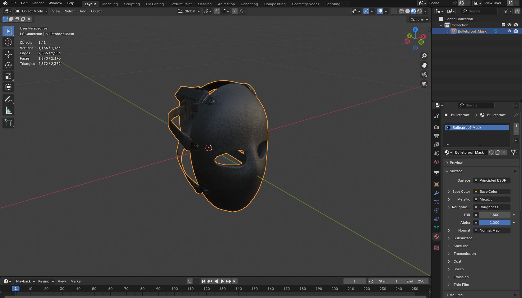 Bulletproof Mask Low-poly 3D model_4