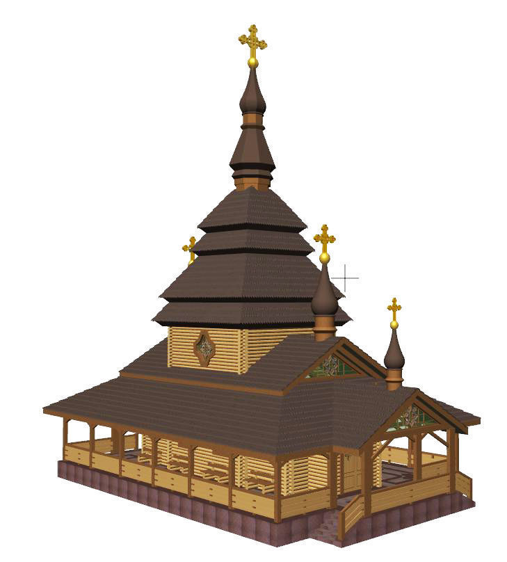 Church wooden with with interior 3D model_9