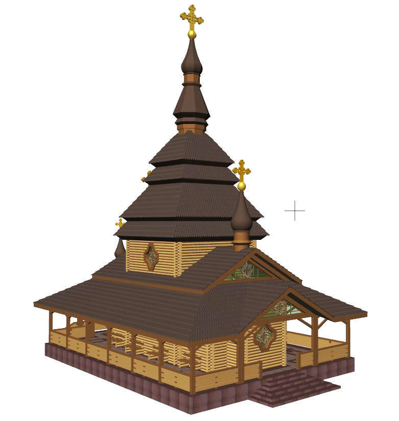 Church wooden with with interior 3D model_8