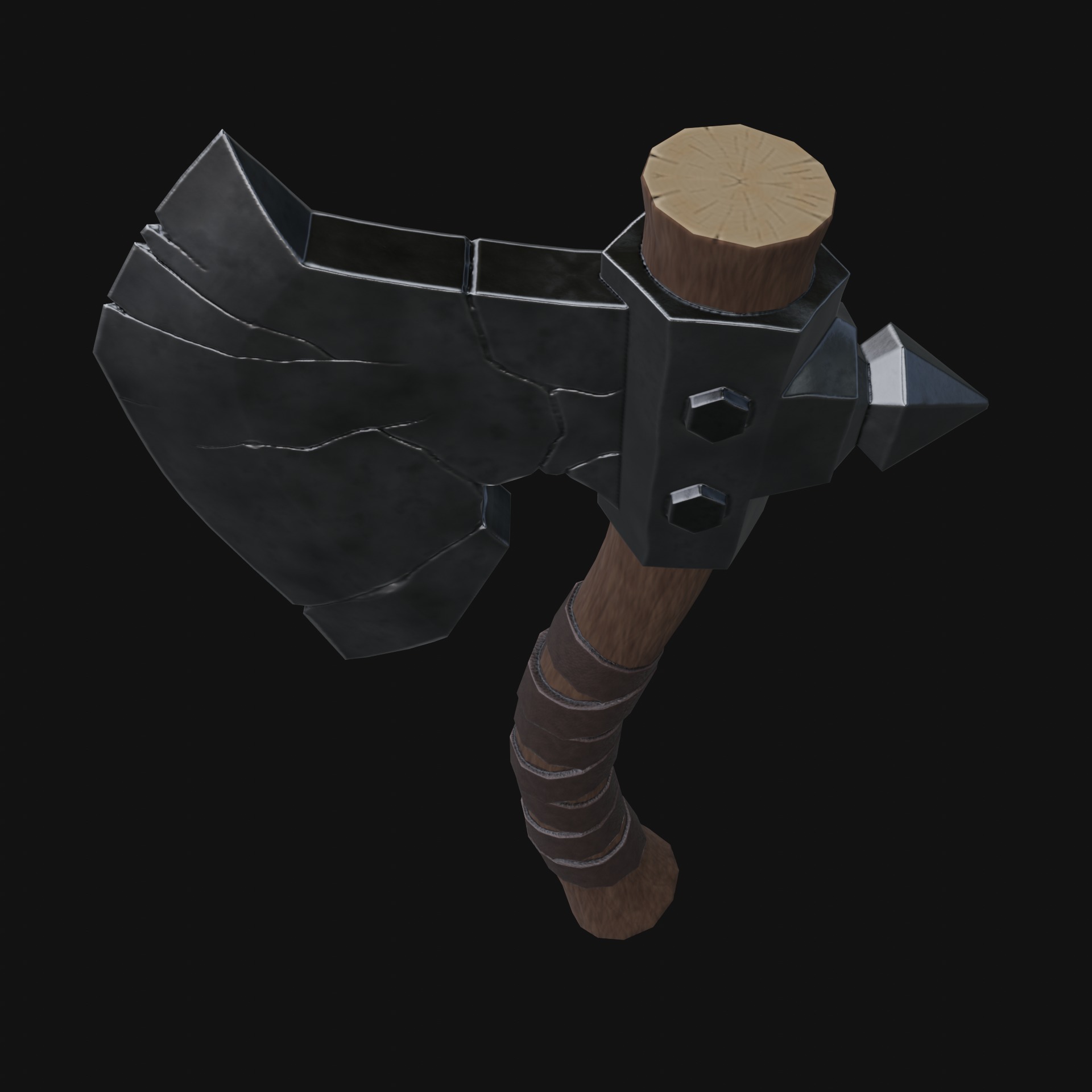 Stylized battle axe PBR low-poly game ready Low-poly 3D model_3