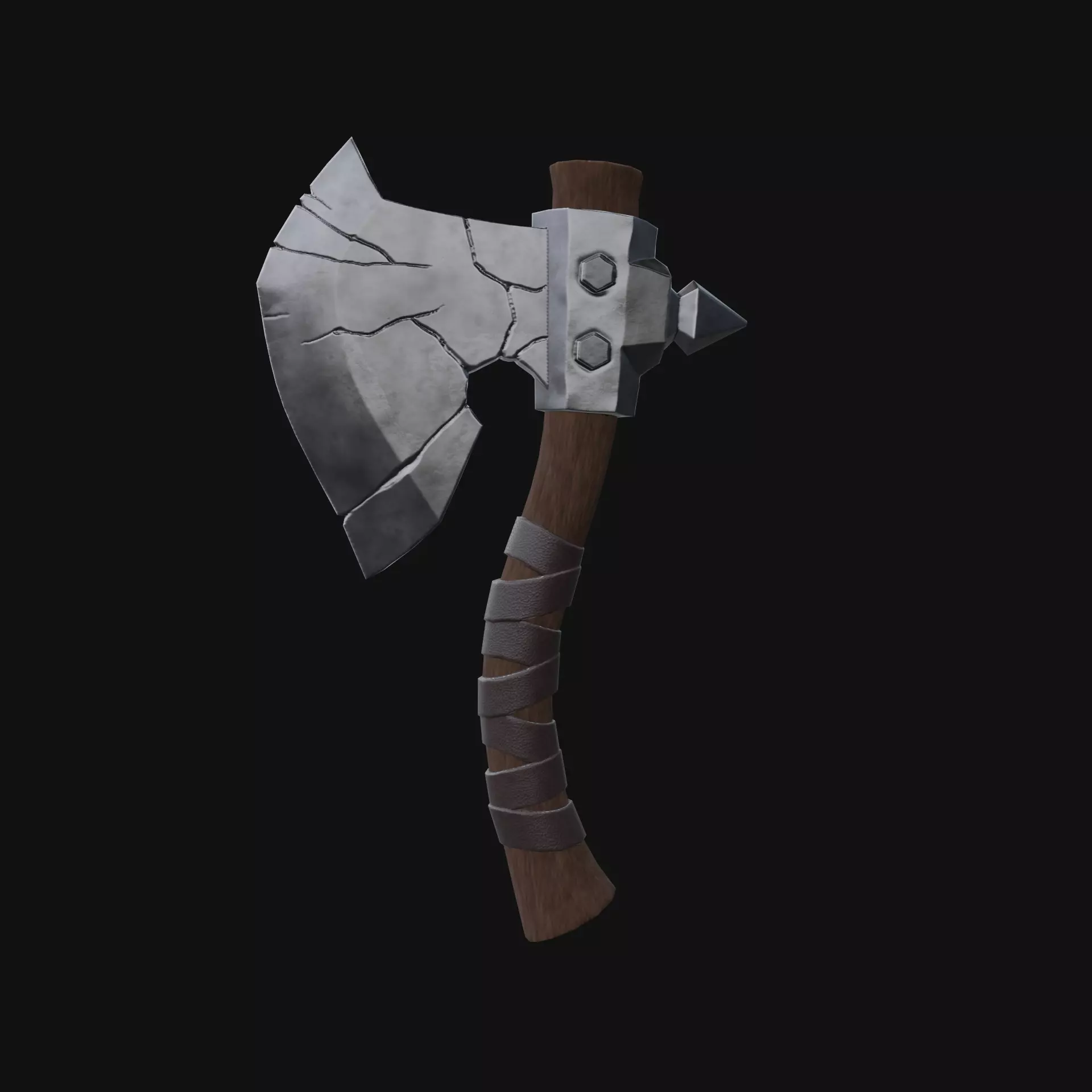 Stylized battle axe PBR low-poly game ready Low-poly 3D model_0