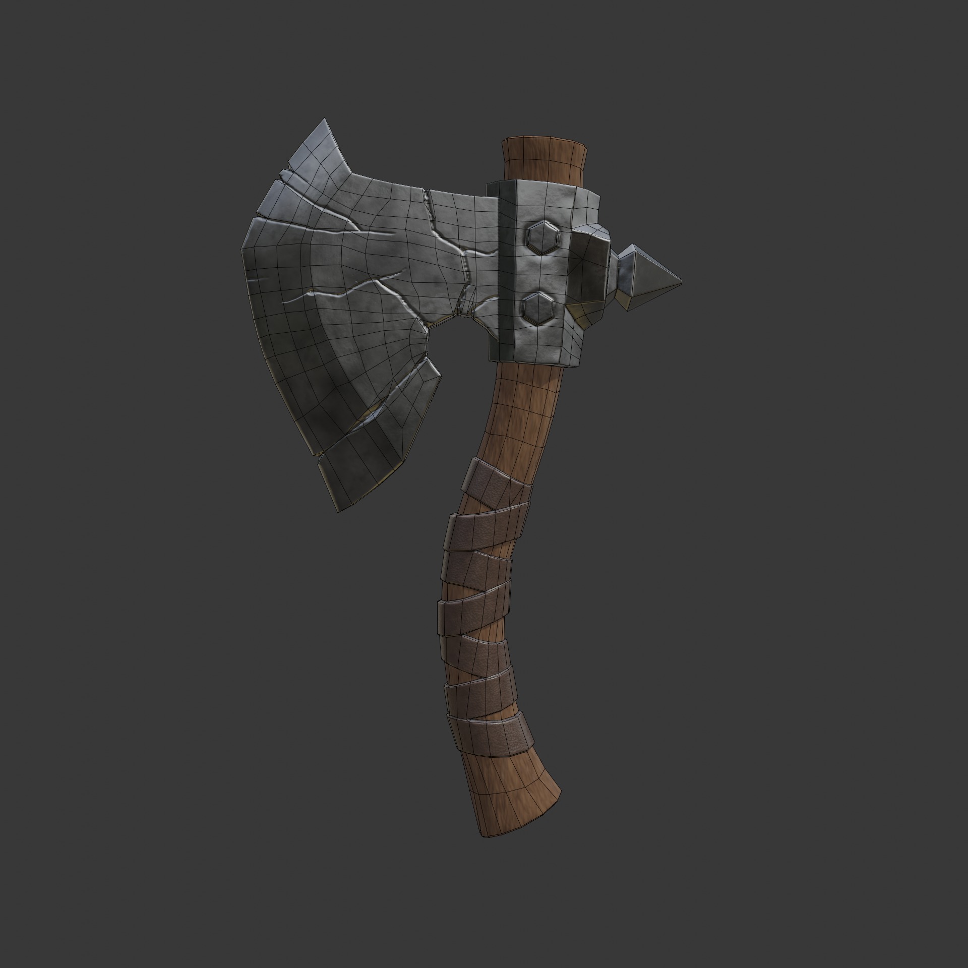 Stylized battle axe PBR low-poly game ready Low-poly 3D model_5